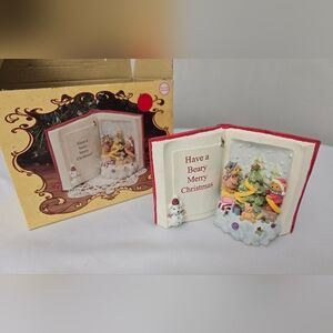Vintage 1996 Berkeley Designs Have A Beary Merry Christmas Book Musical Figurine